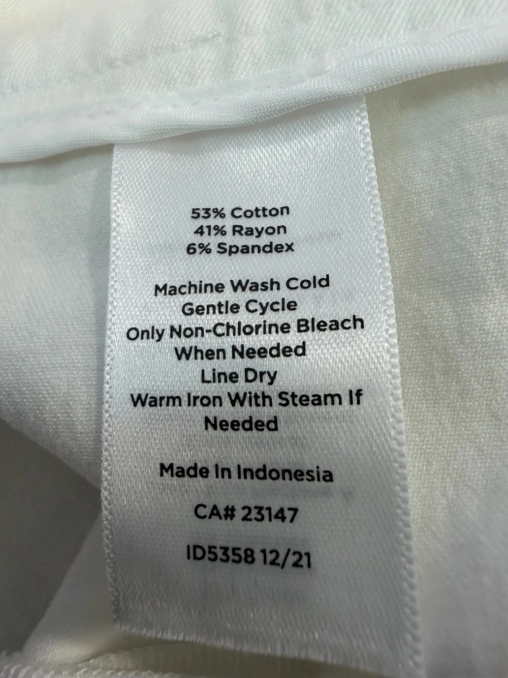 Talbot White Ankle Pant with Tan Lining